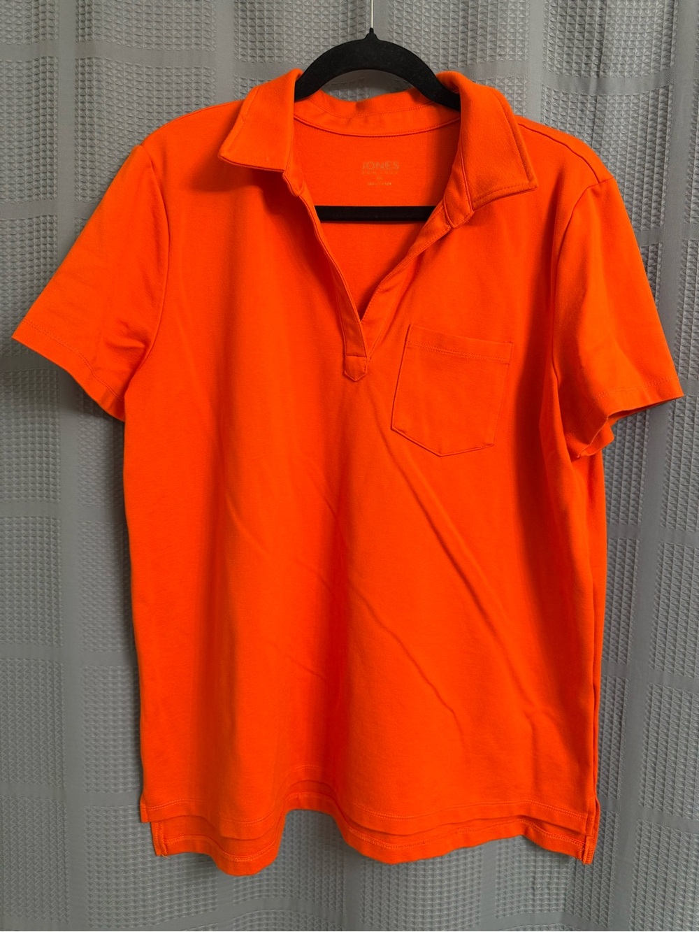 Jones New York Neon Orange V-Neck Polo Top Sz XL
